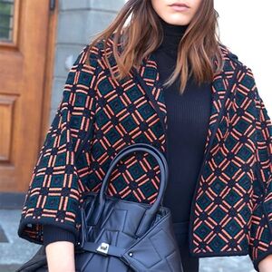Akris Fadi Elmata Roof Tile Print Crop Jacket Geometric Diamond Embroidered 6
